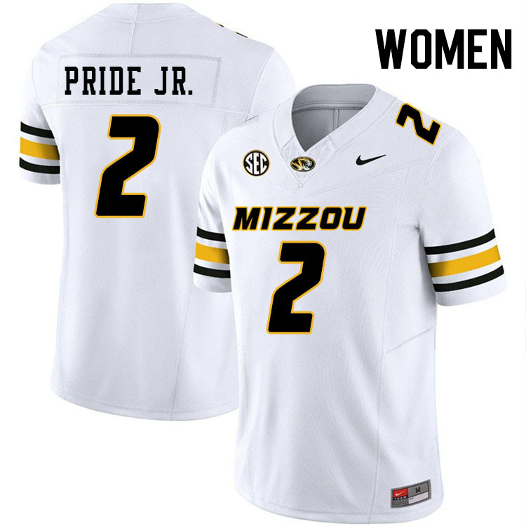 Women #2 Toriano Pride Jr. Missouri Tigers College Football Jerseys Stitched-White